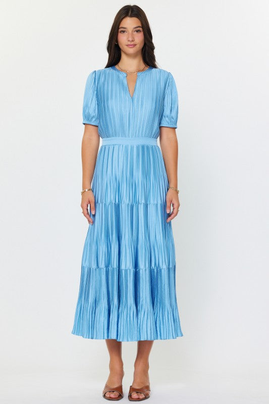 tiered pleated maxi dress banded empire waist Long Sleeves A Line TIC TOC dress Size:XXL (16)