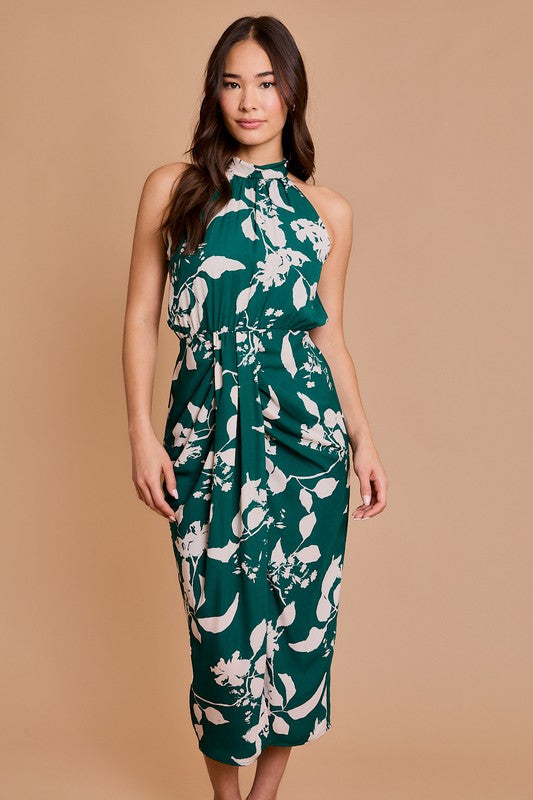 floral halter midi dress Floral Halter Midi Dress