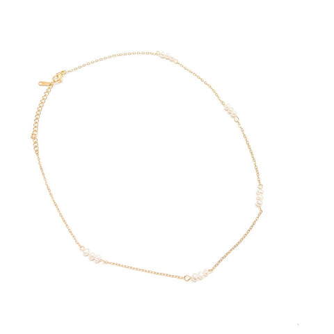Gold Dipped 3 Pearl Station Necklace