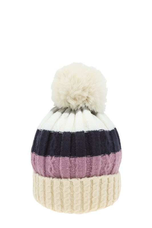 Striped Fleece Lined Knit Hat - FINAL SALE
