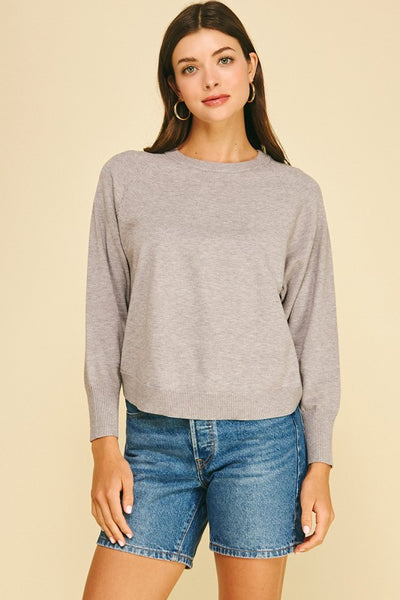 Ribbed Hem Raglan Sleeve Sweater