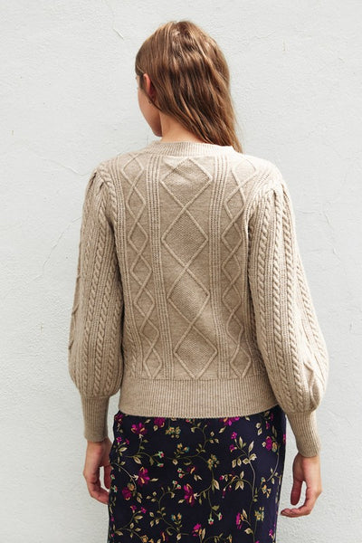 Bubble Sleeve Cable Knit Sweater