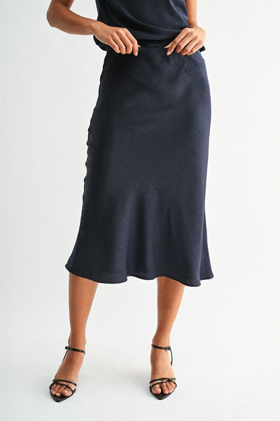 Crinkle Satin Midi Skirt