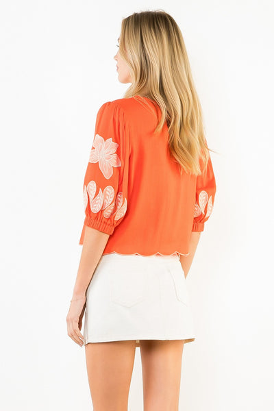 Embroidered Magnolia Top
