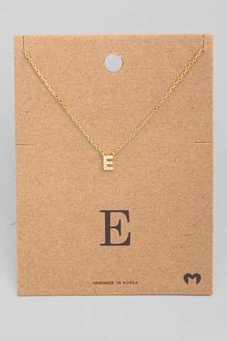 E Rhinestone Initial Necklace