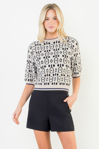 Geo Print Knit Top