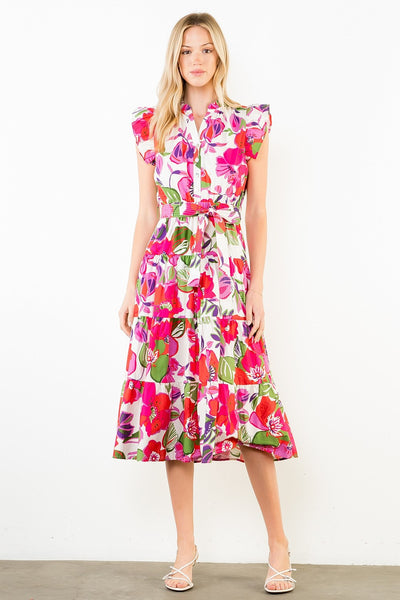 Punch Floral Midi Dress