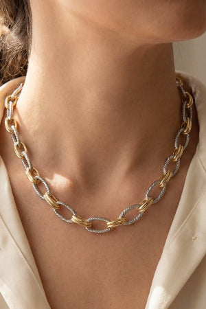 Gold Dipped Two Tone Chain Link Necklace