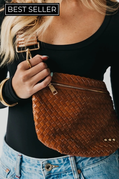Basketweave Fanny Pack Crossbody Bag
