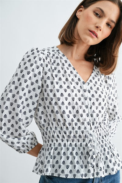Marigold Peplum Button Top