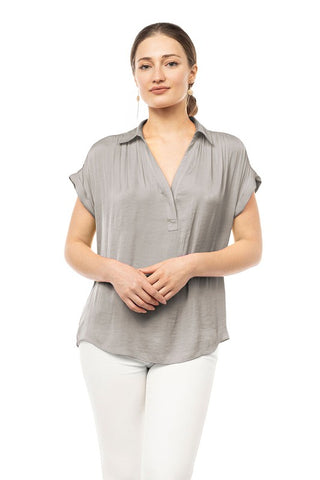 Collared V-Neck Top