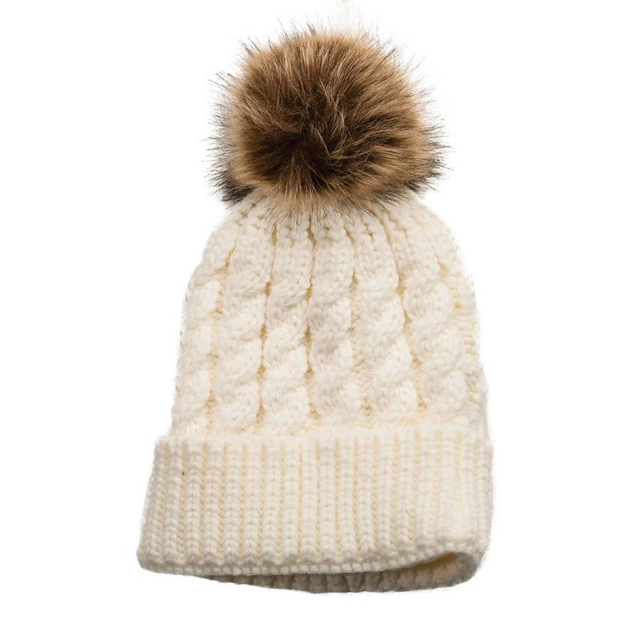 Cable Knit Pom Hat