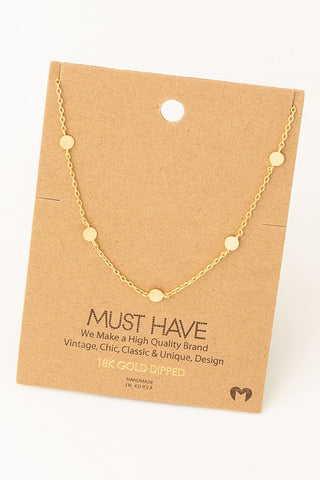 18K Gold Dipped Disc Station Necklace