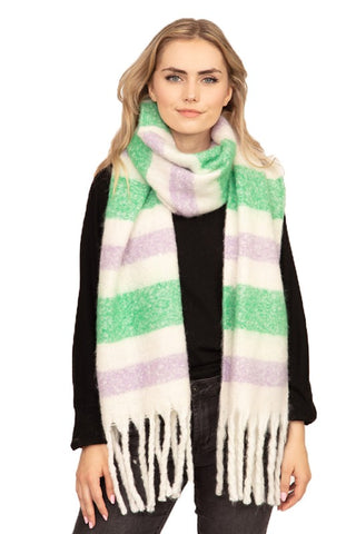 Striped Fringe Scarf