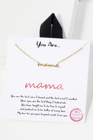 18K Gold Dipped Cursive Mama Necklace