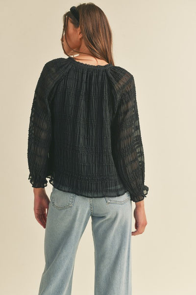 Pleated Ruffle Stripe Top