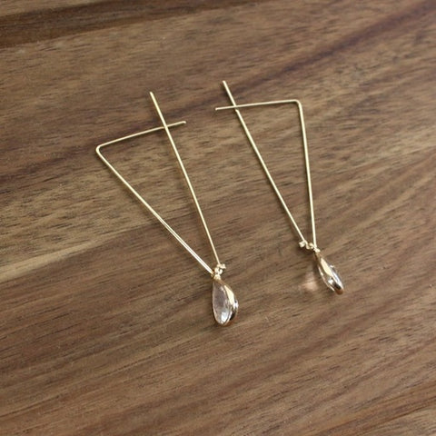 Teardrop Charm Triangle Hoops