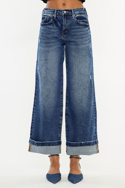 Cuffed Wide Leg Jeans