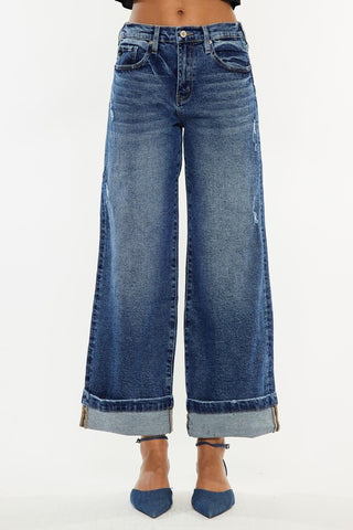 Cuffed Wide Leg Jeans