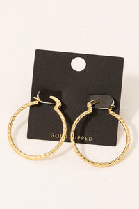 Gold Dipped Beveled Hoop Earrings