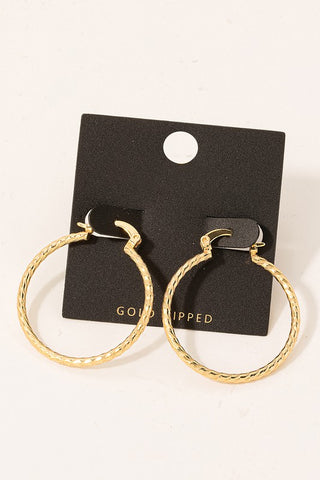 Gold Dipped Beveled Hoop Earrings