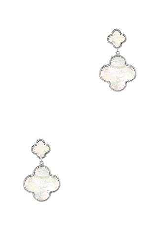 Gold Dipped Mother Of Pearl Clover Drop Earrings