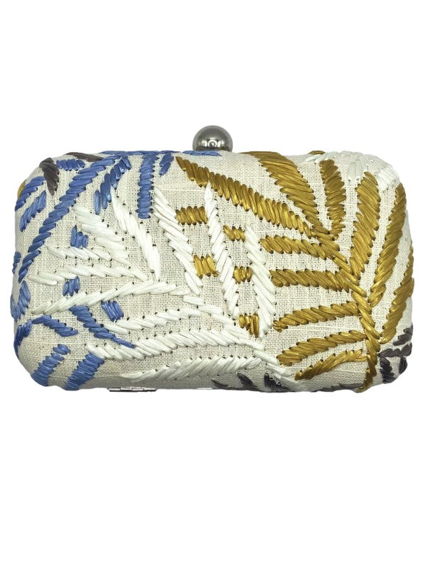 Embroidered Leaf Clutch