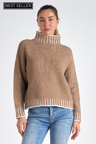 Stitch Detail Mockneck Sweater - More Colors