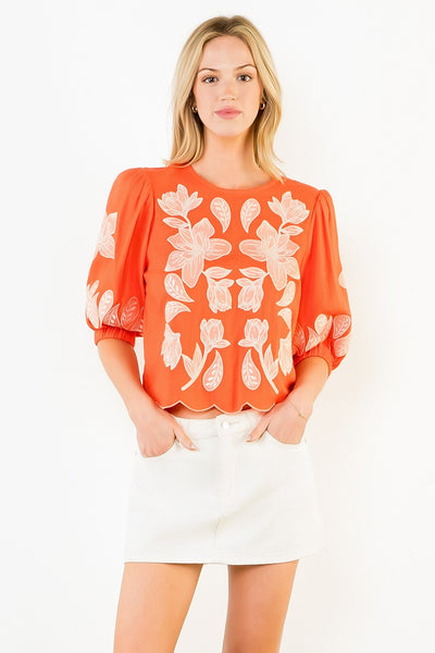Embroidered Magnolia Top