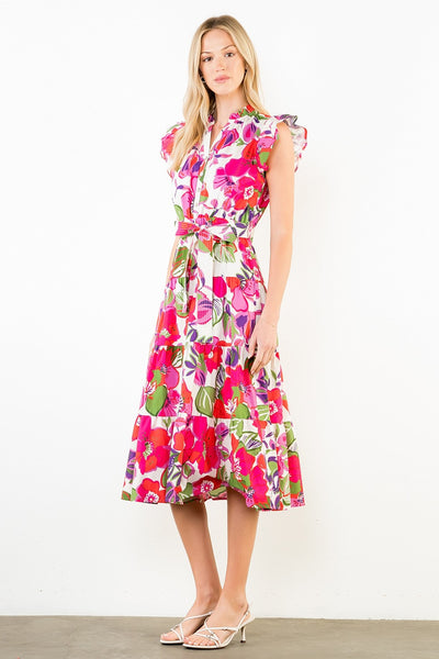 Punch Floral Midi Dress