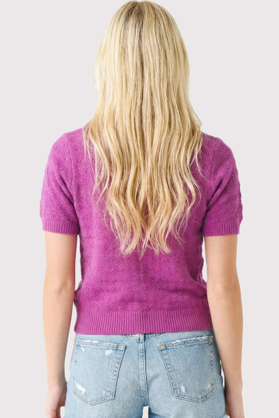 Pointelle Stripe Knit Top