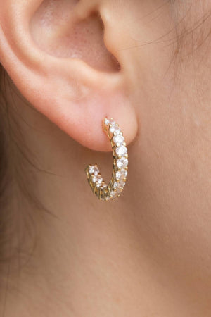 Gold Dipped Channel Set Hoop Earrings