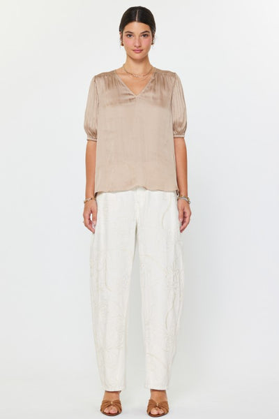 Puff Sleeve V-Neck Blouse - 2 Colors