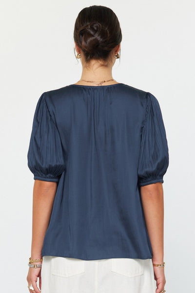 Puff Sleeve V-Neck Blouse - 2 Colors