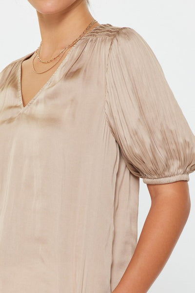 Puff Sleeve V-Neck Blouse - 2 Colors
