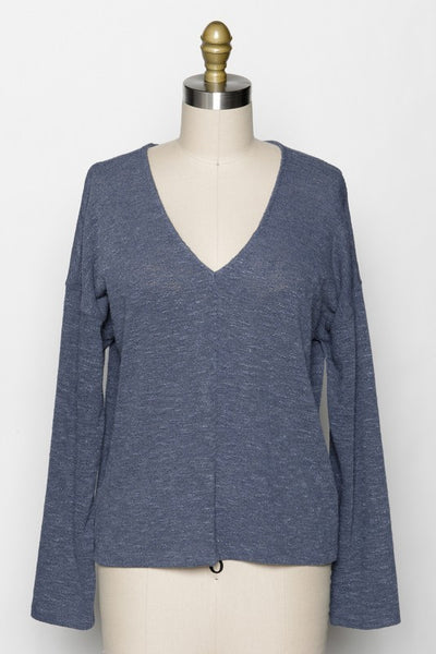 Seamed V-Neck Slub Tee - More Colors