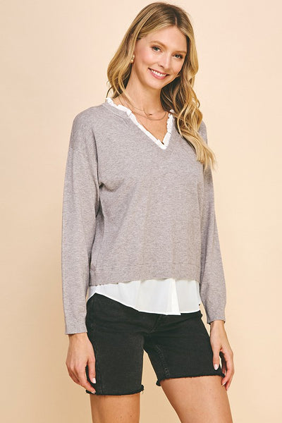 Ruffle Collar Layered Sweater - 3 Colors