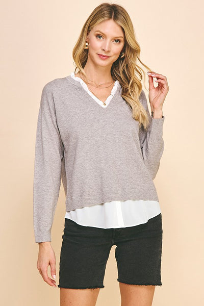 Ruffle Collar Layered Sweater - 2 Colors