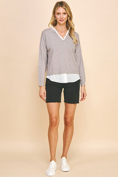 Ruffle Collar Layered Sweater - 2 Colors