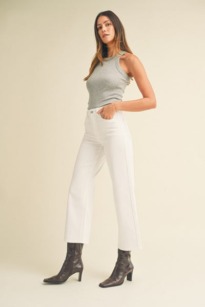 Slim Wide Leg Jeans - White