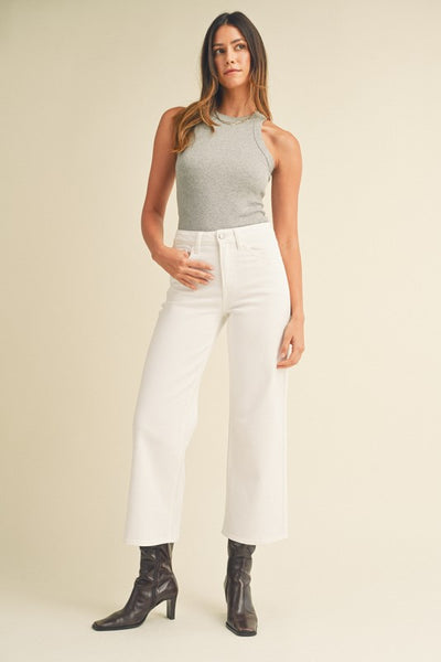 Slim Wide Leg Jeans - White