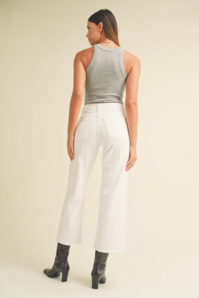 Slim Wide Leg Jeans - White