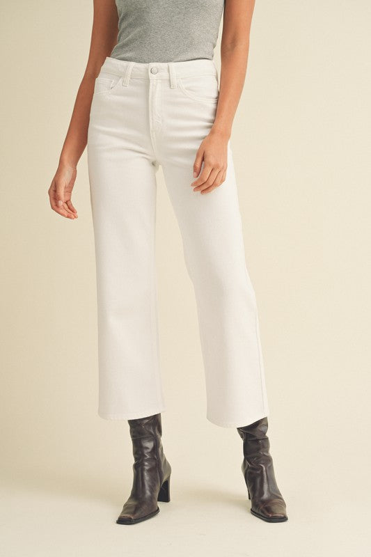 Slim Wide Leg Jeans - White