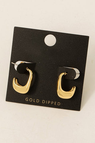 Gold Dipped Curved Square Hoops
