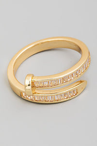 Gold Dipped Rhinestone Wrap Ring