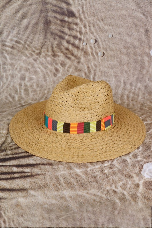 Multicolor Trim Straw Hat