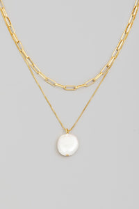 Gold Dipped Layered Pearl Chain Necklace