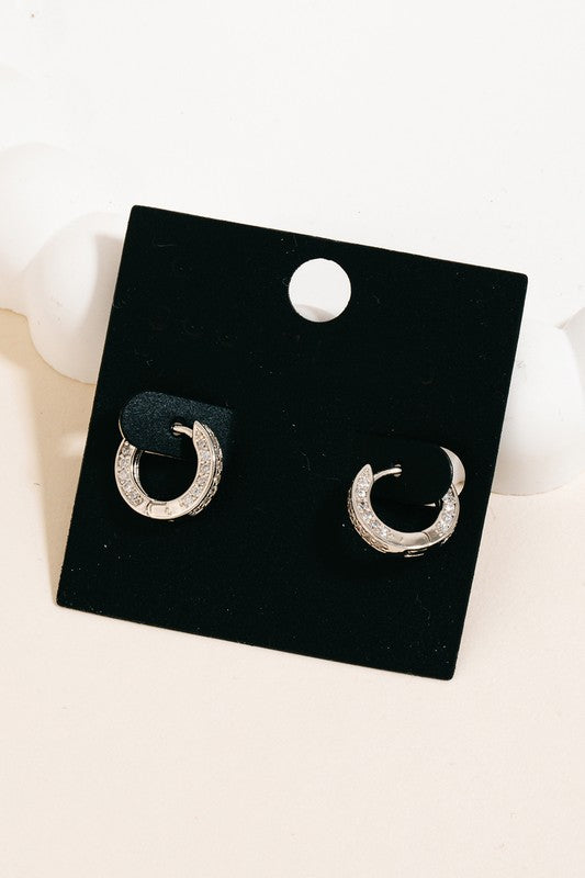 Gold Dipped Rhinestone Mini Hoops