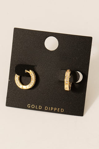 Gold Dipped Rhinestone Mini Hoops