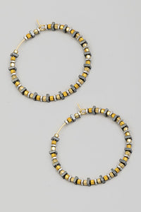 Mixed Metal Beaded Hoops